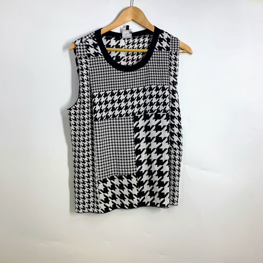 Cabi Women's Patchwork Houndstooth Sleeveless #4731 Tank Top Women's Size S NWT